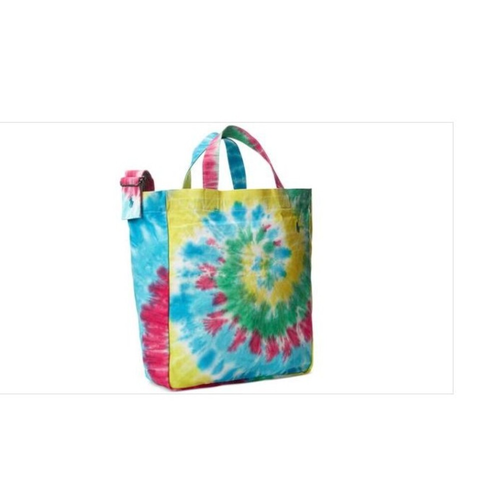 Polo Ralph Lauren Tote Bag Tie Dye Shoulder Canvas Multicolor Pony